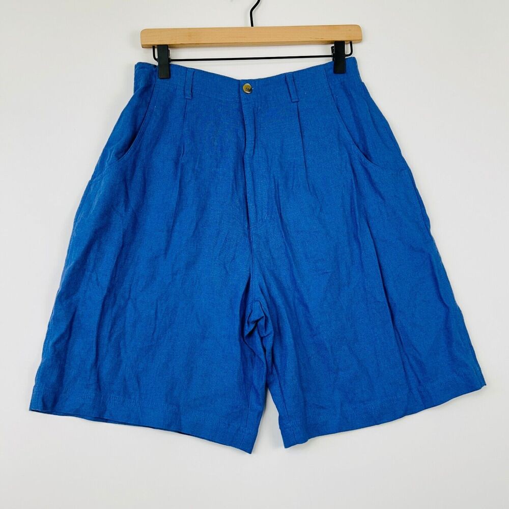 Sigrid Olsen Blue Linen Blend Shorts Size 10‎ NWT Casual Comfort Wear Essential